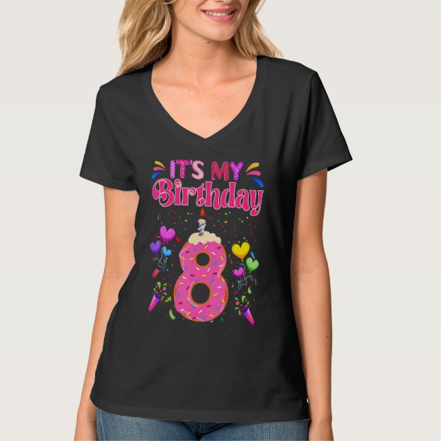 Sweet Donut It's My 8th Birthday  8 Years Old T-Shirt (Vorderseite)