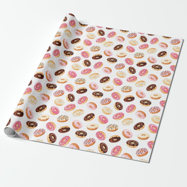 Sweet Donut Pattern Geschenkpapier (Ungerollt)