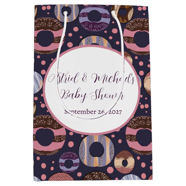 Sweet Donuts Lila Girl Baby Dusche Mittlere Geschenktüte (Vorderseite)