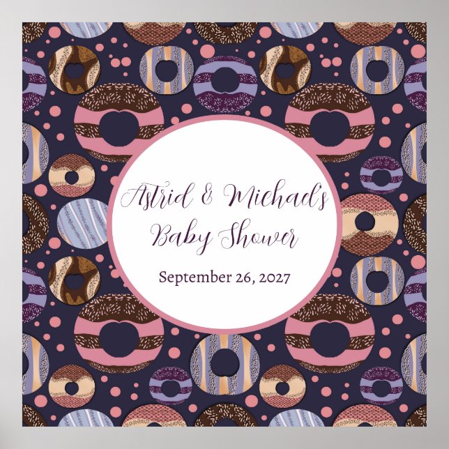 Sweet Donuts Lila Girl Baby Dusche Poster (Vorne)