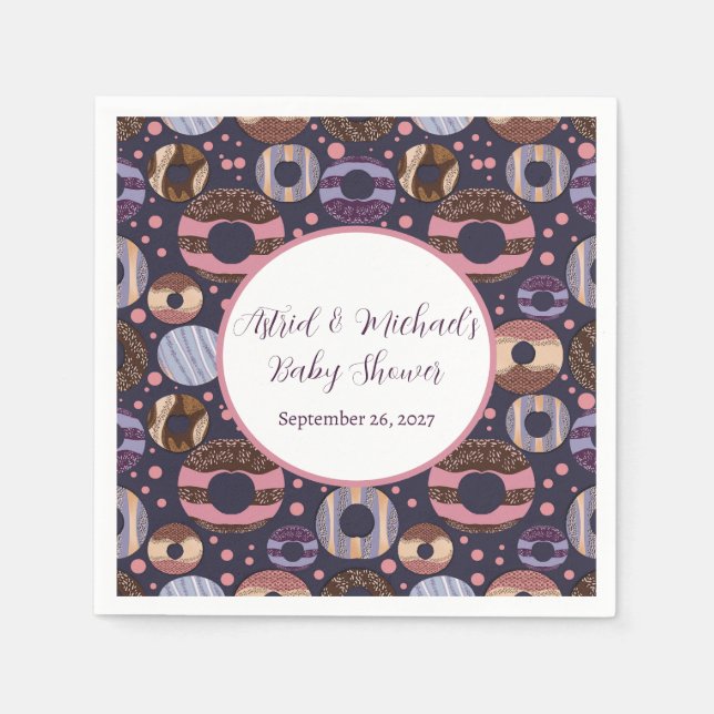 Sweet Donuts Lila Girl Baby Dusche Serviette (Vorderseite)