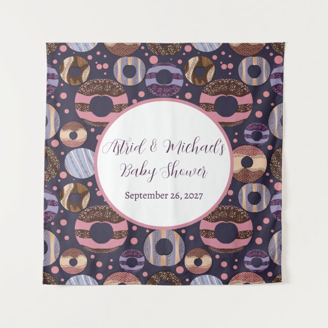 Sweet Donuts Lila Girl Baby Dusche Wandteppich (Vorderseite)