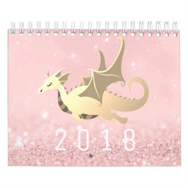 Sweet Dragon Baby Glitzer Pink Rose Gold Pastell Kalender (Titelbild)