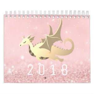 Sweet Dragon Baby Glitzer Pink Rose Gold Pastell Kalender