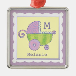 Sweet Dreams Baby Carriage Lavendel Mit Monogramm Ornament Aus Metall