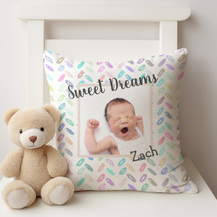 Sweet Dreams Baby Foto Keepake und Name Kissen