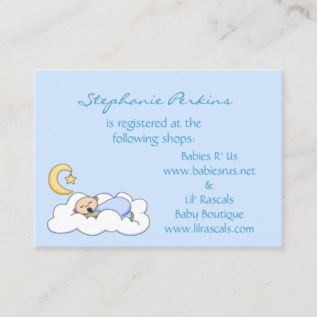 Sweet Dreams Baby Registry Cards Begleitkarte (Vorderseite)
