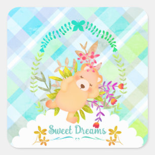 Sweet Dreams Bear Baby Quadratischer Aufkleber