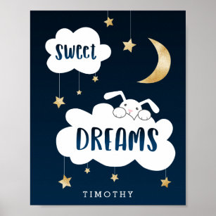 Sweet Dreams Bunny Blue Custom Poster