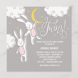 "Sweet Dreams Bunny" Twins Baby Dusche Einladung