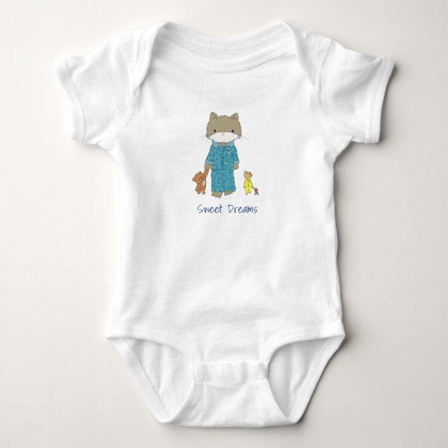 Sweet Dreams Cat and Mouse Baby Strampler (Vorderseite)