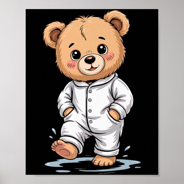 Sweet Dreams Cool Teddy Bear With Pajamas Premium  Poster (Vorne)