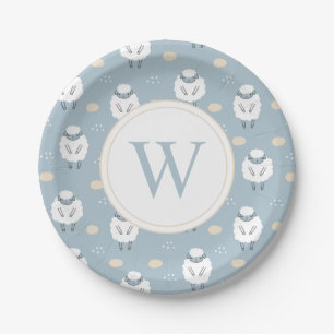 Sweet Dreams Counting Sheep Monogram Pappteller