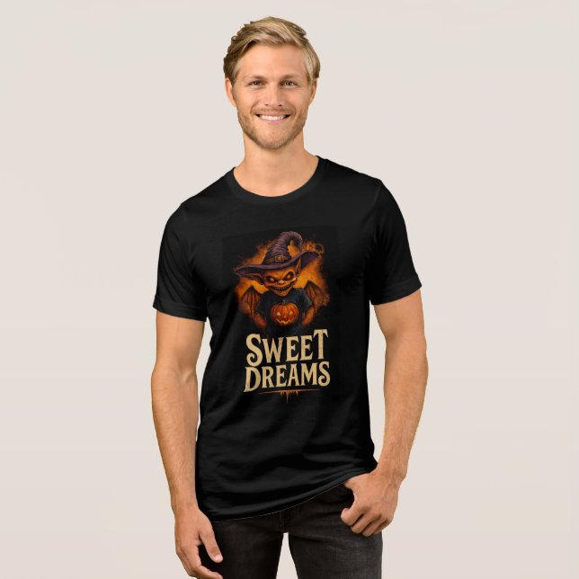 Sweet Dreams Creepy Goblin Design Tri-Blend Shirt (Vorderseite voll)