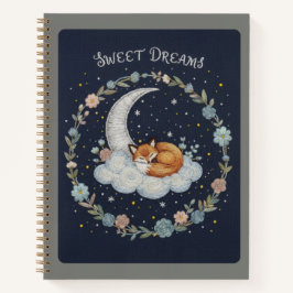 Sweet Dreams Embroidered Fox on Moon Journal Notizbuch