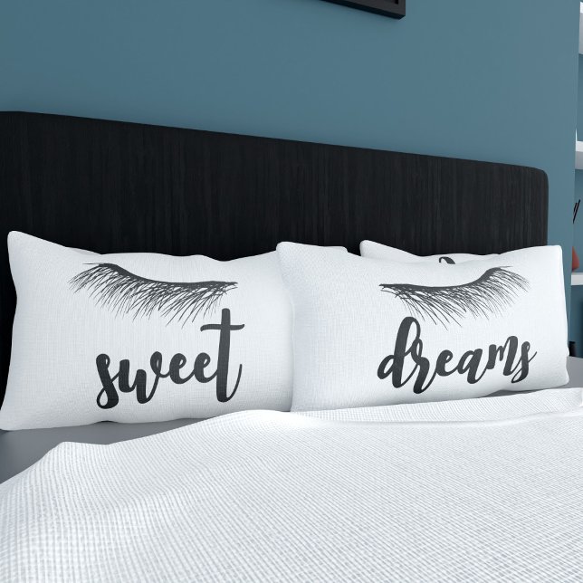 Sweet Dreams Eyes Asleep Lashes Lashes Kissen Case Kissenbezug (Shhh. Sweet Dreams! A fun pair of eyelash pillowcases with text you can customize)