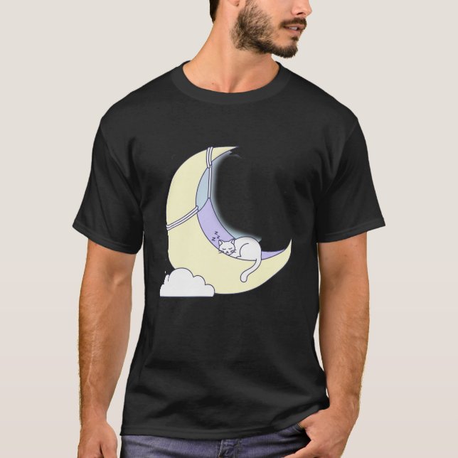Sweet Dreams Feline: Minimalist Cat Sleeping T-Shirt (Vorderseite)