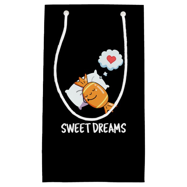 Sweet Dreams Funny Candy Pun Dark BG Kleine Geschenktüte (Vorderseite)