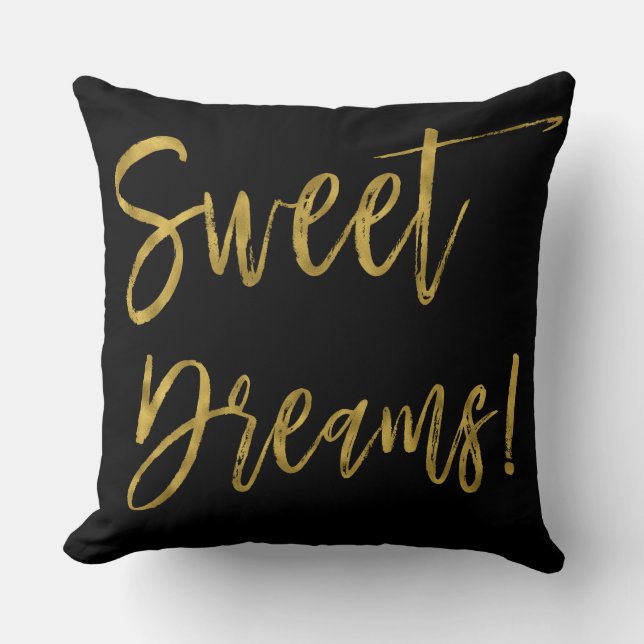 Sweet Dreams Gold Typografie Inspiration Word Kissen (Vorderseite)