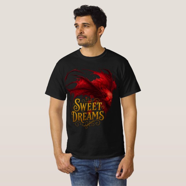 Sweet Dreams Horror Bat Artwork T-Shirt (Vorne ganz)