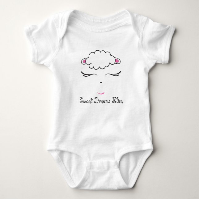 Sweet Dreams, Lamm Gesicht, Individuelle Name Baby Strampler (Vorderseite)