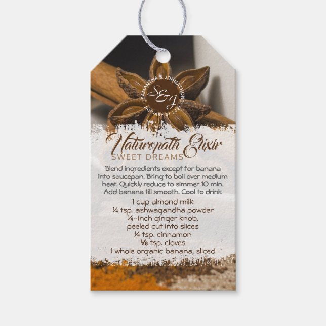 Sweet Dreams Monogram Rezept Geschenktasten Geschenkanhänger (Vorderseite)