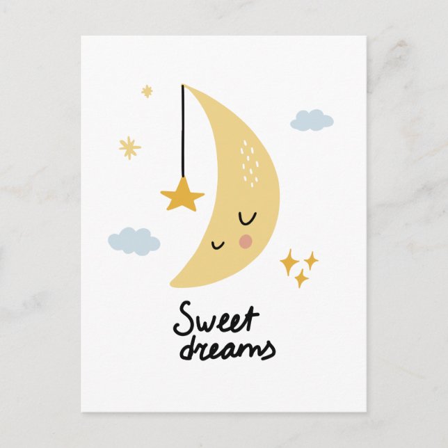 Sweet Dreams Moon & Stars Postkarte (Vorderseite)
