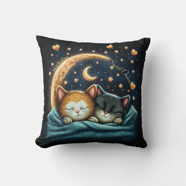 Sweet Dreams Niedlich Design Kitten Personalisiert Kissen (Vorderseite)