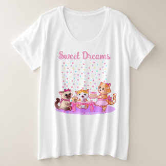 Sweet Dreams Niedliche Kätzchen Plus Größe Schlafe Große Größe T-Shirt