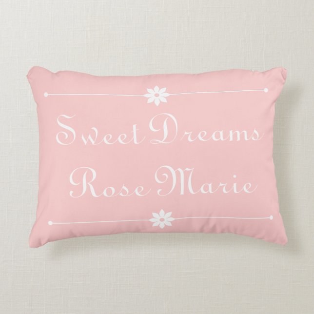 Sweet Dreams on Baby Pink Personalisiert Zierkissen (Vorderseite)