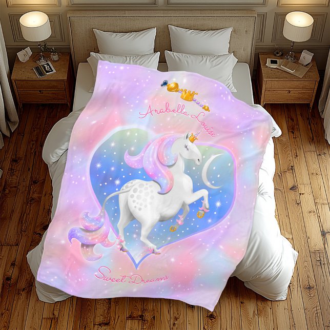 Sweet Dreams Pink Einhorn Prinzessin Fleecedecke (Von Creator hochgeladen)