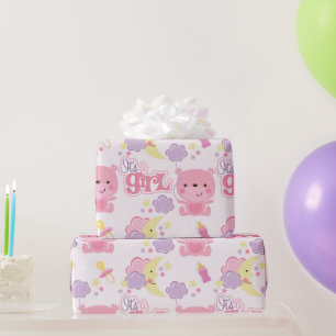 Sweet Dreams Pink Es ist ein Girl Clouds & Moon Geschenkpapier