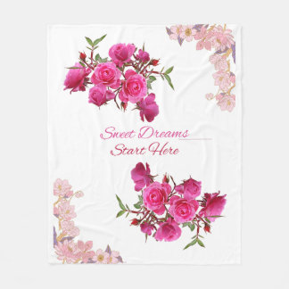 Sweet Dreams starten hier Rose Fleece Blanket
