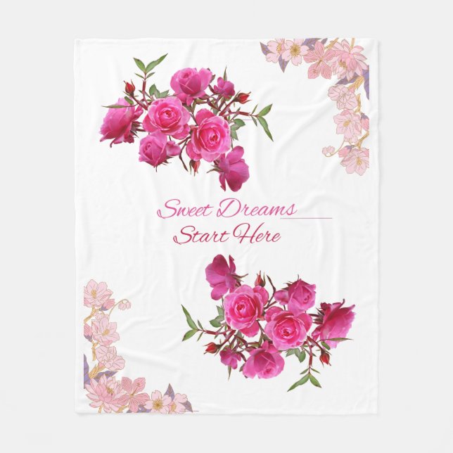 Sweet Dreams starten hier Rose Fleece Blanket (Vorderseite)
