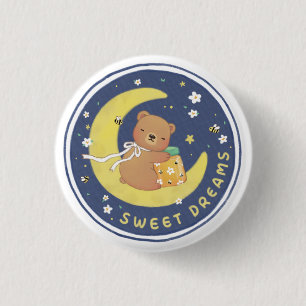 Sweet Dreams: Teddy Bear & Honey Illustration Button