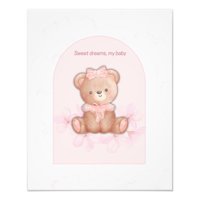 Sweet Dreams Teddy Bear Print | Baby Girl Kinderzi Fotodruck (Vorne)