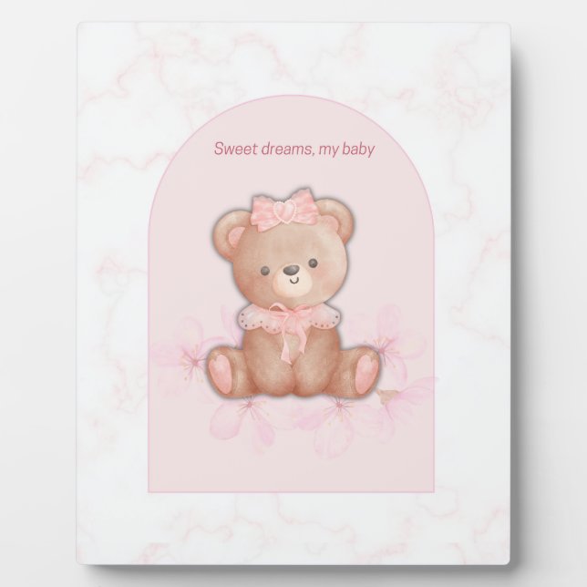 Sweet Dreams Teddy Bear Print | Baby Girl Kinderzi Fotoplatte (Vorderseite)