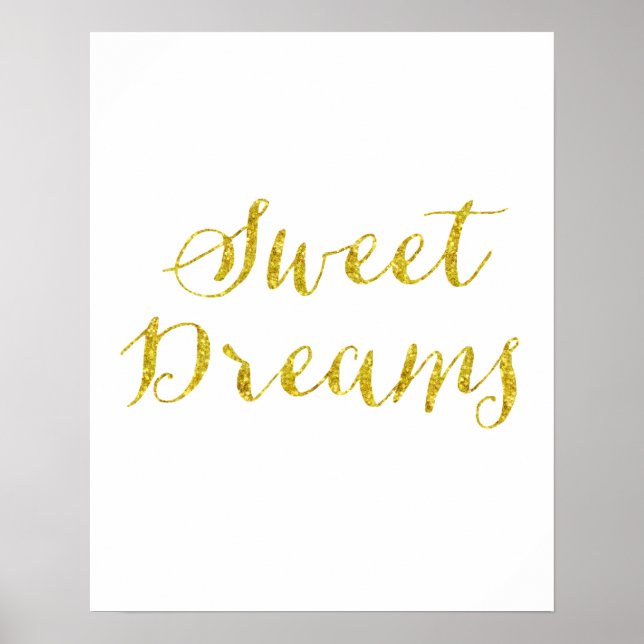 Sweet Dreams Zitat Gold Imitate Glitzer Metallic Poster (Vorne)