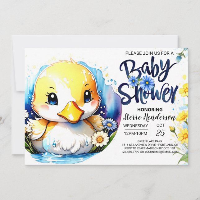 Sweet Duckling Parade Baby Dusche Einladung (Vorderseite)