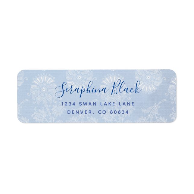 Sweet Dusty Blue Lace Rücksendeadresse (Vorne)