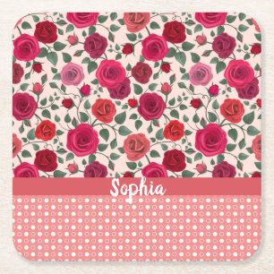 Sweet Dusty Pink Roses Personalisiert Rechteckiger Pappuntersetzer