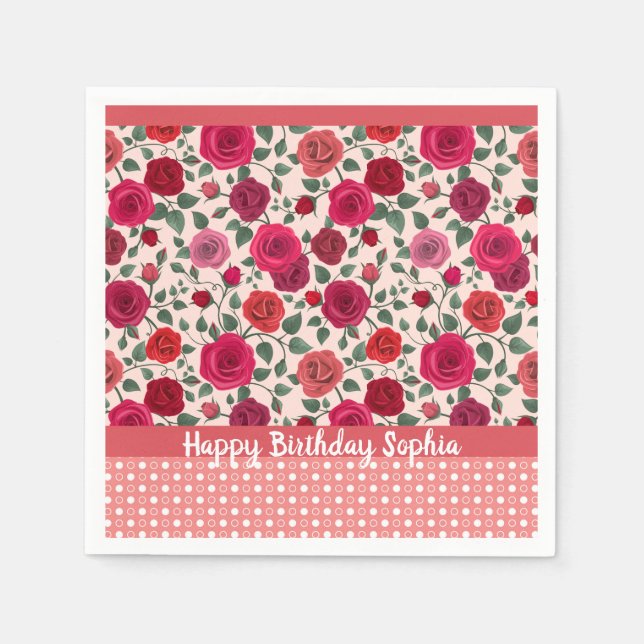 Sweet Dusty Pink Roses Personalisiert Serviette (Vorderseite)