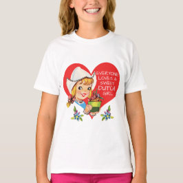 Sweet Dutch Girl Vintag Tulips Meisje & Herz T-Shirt
