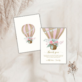 Sweet Elegant Floral Hot Air Ballon Babydusche Dankeskarte