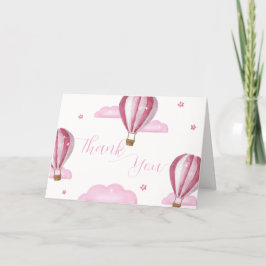 Sweet Elegant Hot Air Ballon Girl Baby Shower Dankeskarte