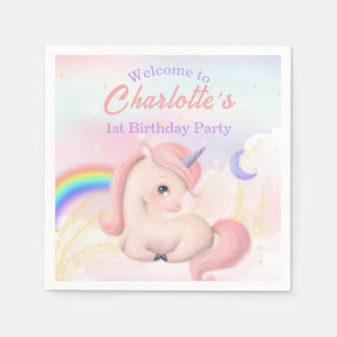 Sweet Elegant Niedlich Pink Wasserfarben Einhorn P Serviette