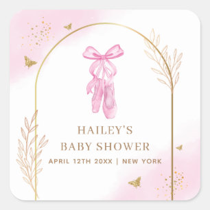 Sweet Elegante Arch Ballerina Girl Babydusche Quadratischer Aufkleber