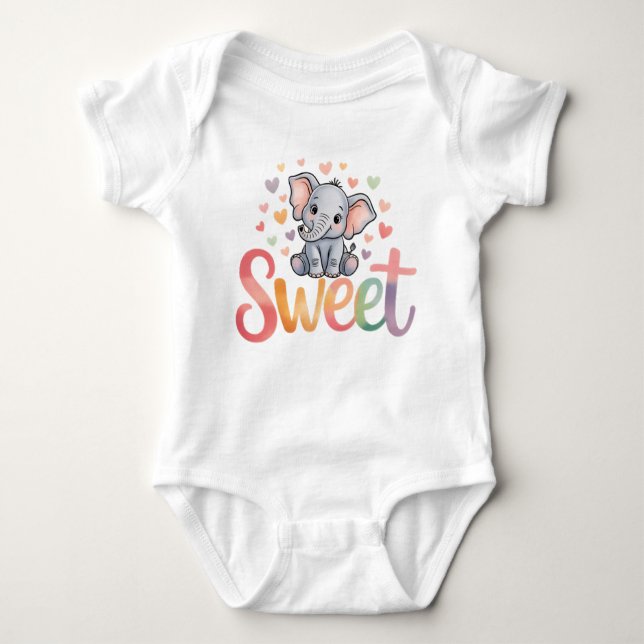 Sweet Elephant Baby Bodysuit Baby Strampler (Vorderseite)