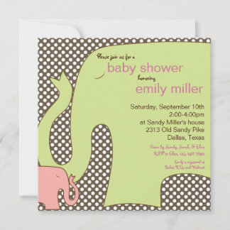 Sweet Elephant Baby Girl Dusche Einladung