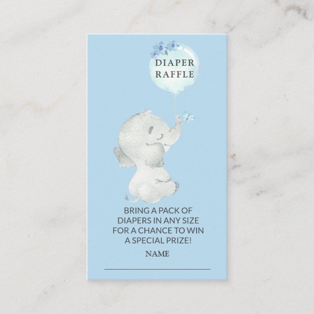 Sweet Elephant Baby Shower Diaper Raffle Ticket Begleitkarte (Vorderseite)